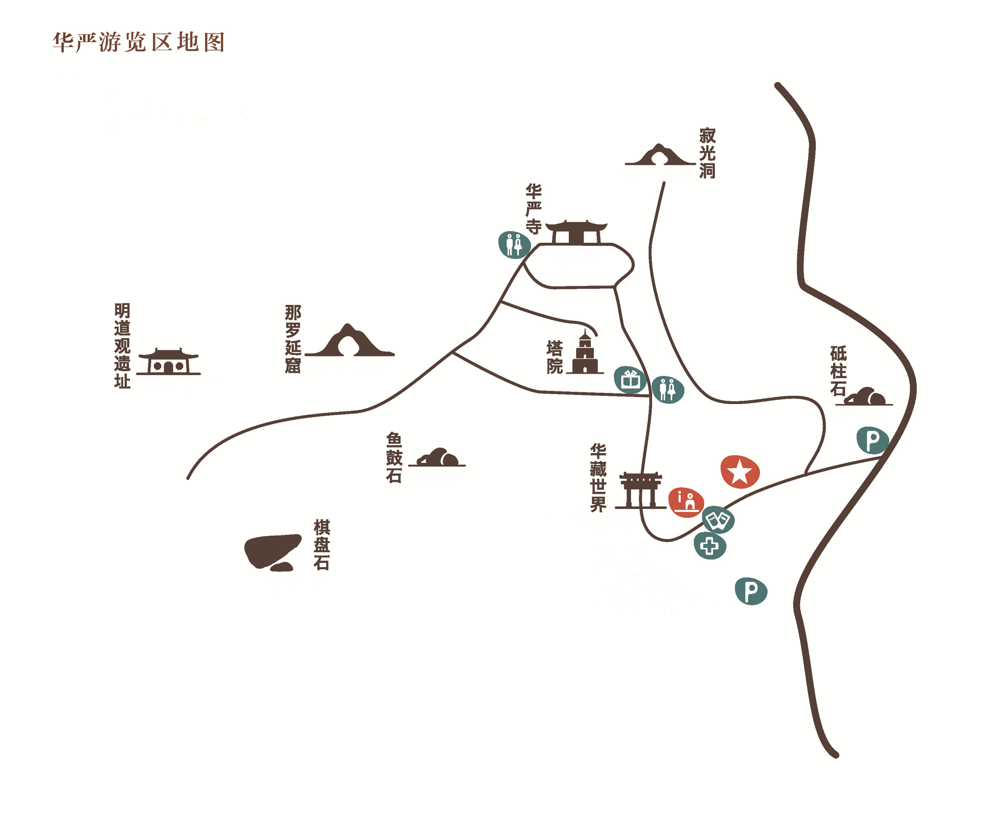 法显广场——华藏门——塔院——华严寺——鱼鼓石——那罗延窟,全程